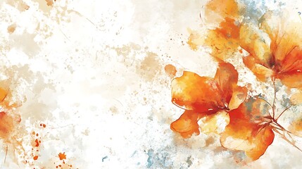 Abstract Watercolor Painting of Orange Flowers
