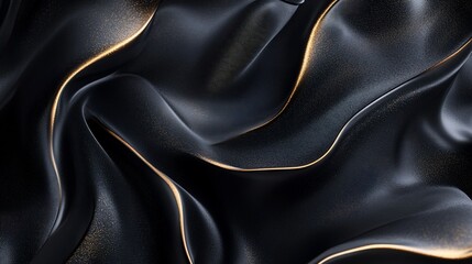 Contemporary black and gold abstract pattern with flowing curves and metallic accents