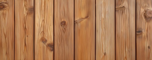 Fototapeta premium Vertical planks of warm, rich, knotted wood create a rustic wooden background, perfect for design projects needing a natural, textured look