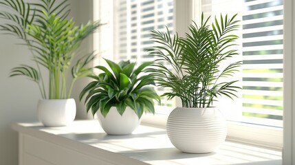 Chamaedorea elegans gracefully sits in a stylish white pot, bathing in sunlight by a window. Lush green leaves bring a refreshing vibe to the indoor environment, enhancing tranquility