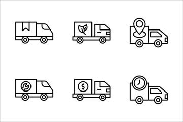 Fast delivery truck icon set, express delivery, quick move, line symbol. Vector illustration EPS 10.