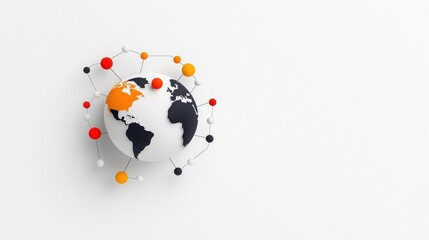 Abstract Global Connection Concept with Colorful Spheres on a White Background