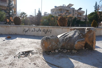Demolition of Hafez al-Assad's statue, the fall of Bashar al-Assad's regime. 