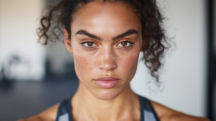 Tired female boxer resting after intense gym workout