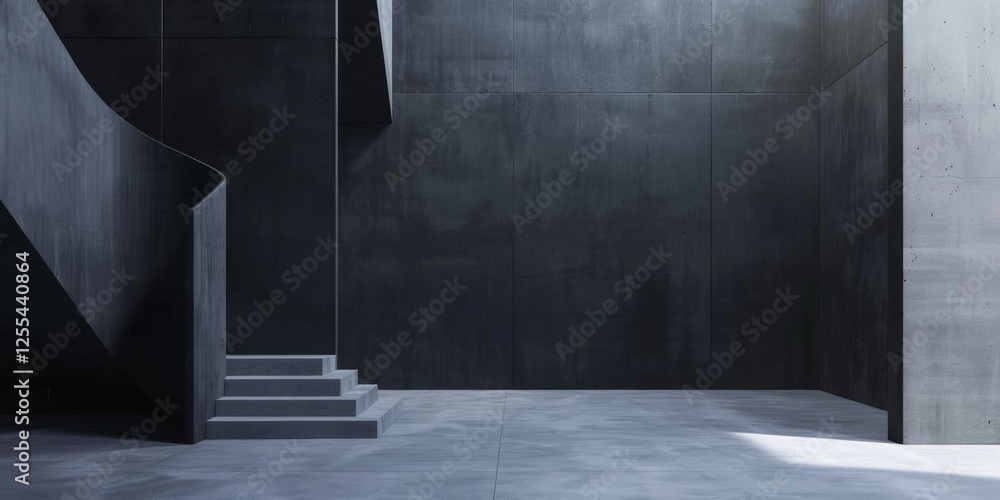 Poster An artistic minimalist concept with a charcoal gray backdrop, Abstract forms and negative space, Contemporary minimalist style