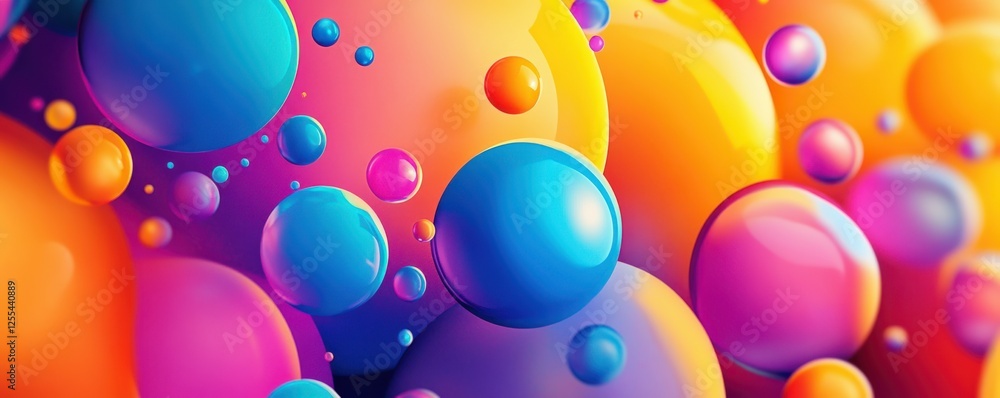 Poster vibrant abstract background with colorful spheres in dynamic composition