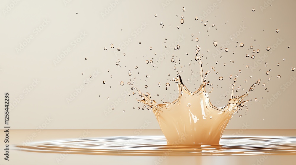 Aufkleber refreshing splash of liquid creating a stunning crown effect against a neutral background.