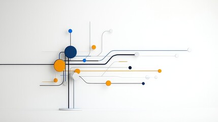 Abstract Design with Colorful Circles and Lines on a Minimalist Background