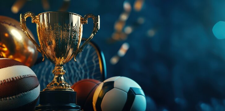 The project's unnamed JBRestore finance concept features a trophy, football, american football tennis , basket ball and volley ball on a dark blue background.