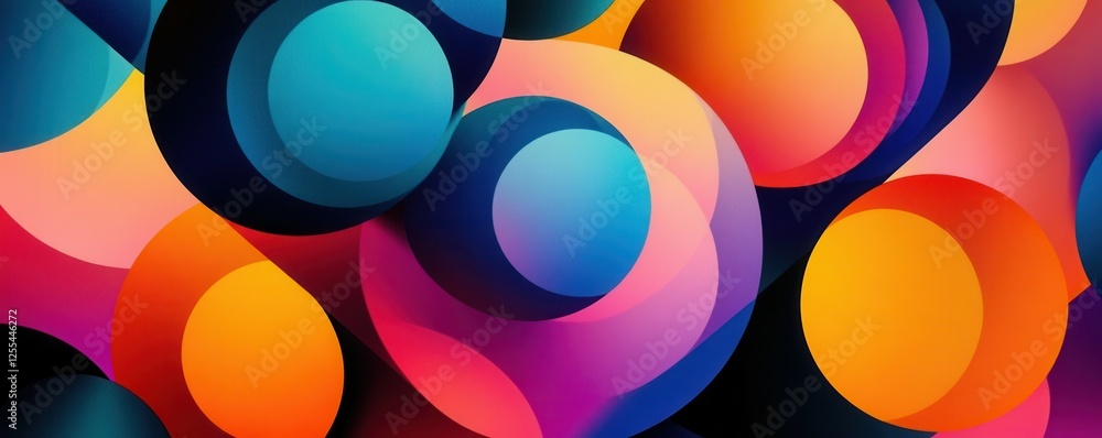 Poster colorful abstract geometric design with overlapping circular shapes