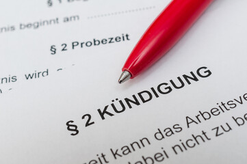 Obraz premium Kündigung Arbeitsvertrag