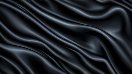 Fototapeta premium Luxurious Black Silk Fabric with Smooth and Elegant Rippled Texture