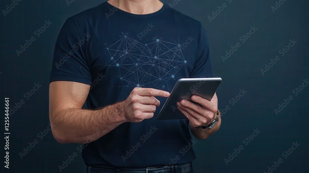 Aufkleber engaging user with tablet technology indoor setting digital interaction modern environment close-up 