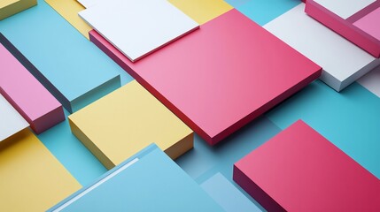 Colorful geometric shapes arranged in a structured pattern create a modern and artistic abstract design
