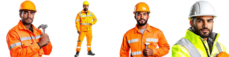 Construction Worker in Safety Gear with Tools, Professionalism and Safety Awareness in Focus