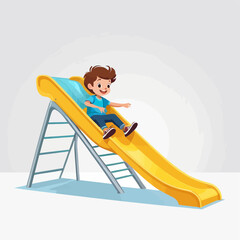 Child sliding down the slide,3D vector illustration.	
