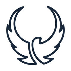 Bird falcon and circle line art frame logo design, eagle or hawk badge emblem vector icon
