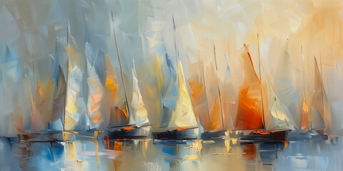 Minimalist art sailboats AI art