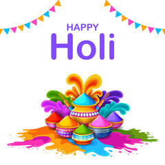 Happy Holi background card design for color festival of India