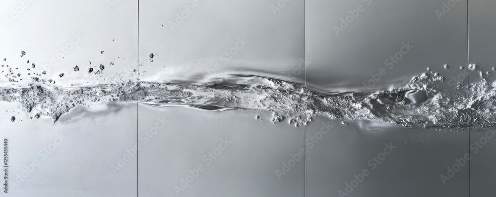 Poster dynamic fluid movement across smooth metallic surface