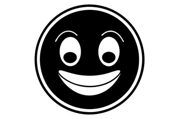 Smiling Reaction Emoji Silhouette Icon – Happy Face Black Vector,happy, black, expression, smile, reaction, emoticon, isolated, illustration, emoji, sign, joy, cartoon, fun.