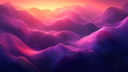 Pink purple sunset mountain range landscape, digital art, background