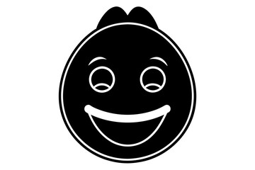Smiling Reaction Emoji Silhouette Icon – Happy Face Black Vector,happy, black, expression, smile, reaction, emoticon, isolated, illustration, emoji, sign, joy, cartoon, fun.