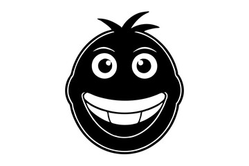 Smiling Reaction Emoji Silhouette Icon – Happy Face Black Vector,happy, black, expression, smile, reaction, emoticon, isolated, illustration, emoji, sign, joy, cartoon, fun.