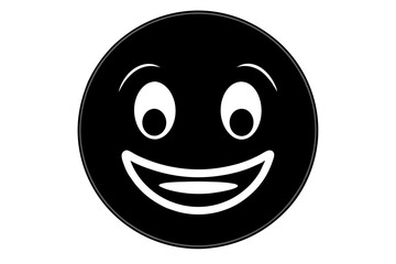 Smiling Reaction Emoji Silhouette Icon – Happy Face Black Vector,happy, black, expression, smile, reaction, emoticon, isolated, illustration, emoji, sign, joy, cartoon, fun.