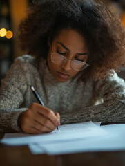 Photography, a lady writing resume