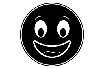 Smiling Reaction Emoji Silhouette Icon – Happy Face Black Vector,happy, black, expression, smile, reaction, emoticon, isolated, illustration, emoji, sign, joy, cartoon, fun.