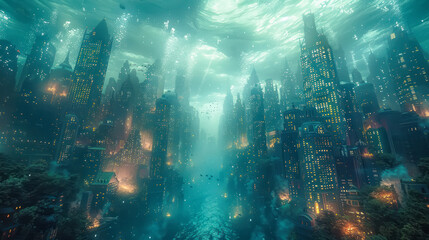 Fototapeta premium underwater cityscape water background