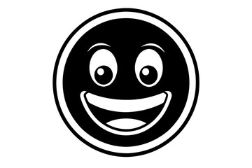 Smiling Reaction Emoji Silhouette Icon – Happy Face Black Vector,happy, black, expression, smile, reaction, emoticon, isolated, illustration, emoji, sign, joy, cartoon, fun.