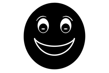 Smiling Reaction Emoji Silhouette Icon – Happy Face Black Vector,happy, black, expression, smile, reaction, emoticon, isolated, illustration, emoji, sign, joy, cartoon, fun.