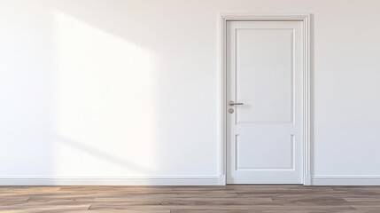 Empty White Room With Wooden Floor And Sunlight