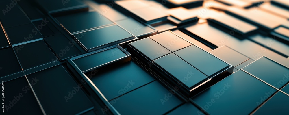 Aufkleber abstract metallic geometric pattern with rectangular shapes and gradient lighting