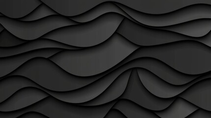 Fototapeta premium Abstract Black Wavy Background with Smooth Curves and Layers
