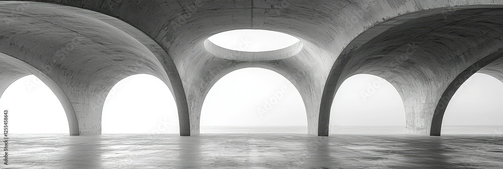 Aufkleber concrete architecture featuring arched pathways and open skylights