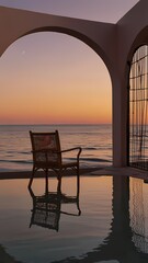 Tropical beach and lake views with sunset and sunrise scenes