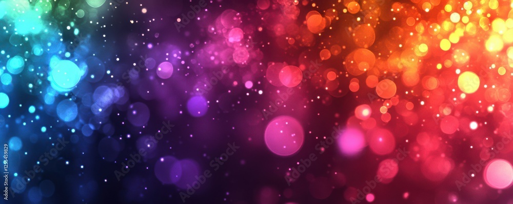 Poster colorful bokeh background with light particles and vibrant spectrum