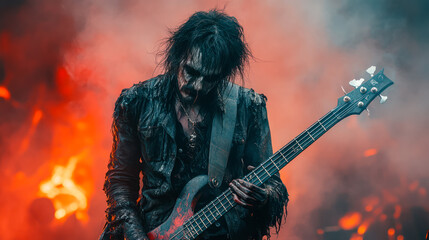 Zombie plays guitar on death metal concert in hell