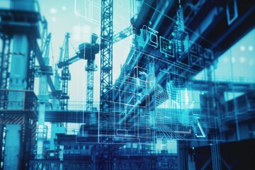 Digital Abstract Design Showcasing Vibrant Blue and Orange Circuitry Patterns With Glowing Lights in a Futuristic Environment