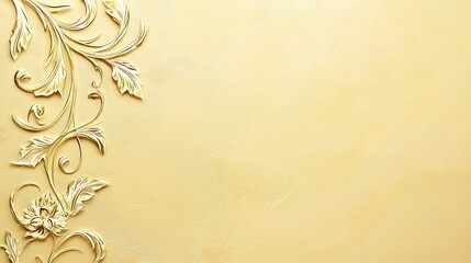 Elegant Gold Floral Design on Pale Yellow Background