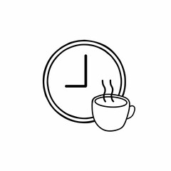 Coffee Break line icon. linear style sign for mobile concept and web design. Coffee cup and clock outline vector icon.