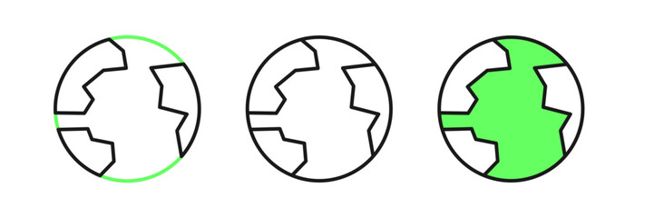 Set line Worldwide icon isolated on white background. Pin on globe. Vector