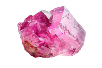 Radiant pink tourmaline gemstone ideal for engagement rings isolated on transparent background