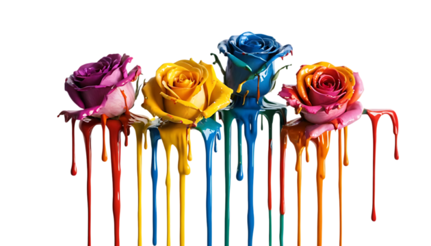 Colorful Paint Dripping Roses Inspiration