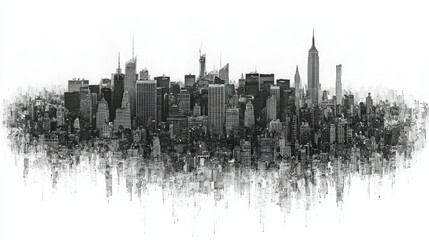 Fototapeta premium Manhattan Skyline Abstract Cityscape Black And White
