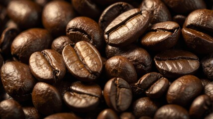 Obraz premium Close-up of raw coffee beans in a natural setting ready for roasting and brewing coffee beverages