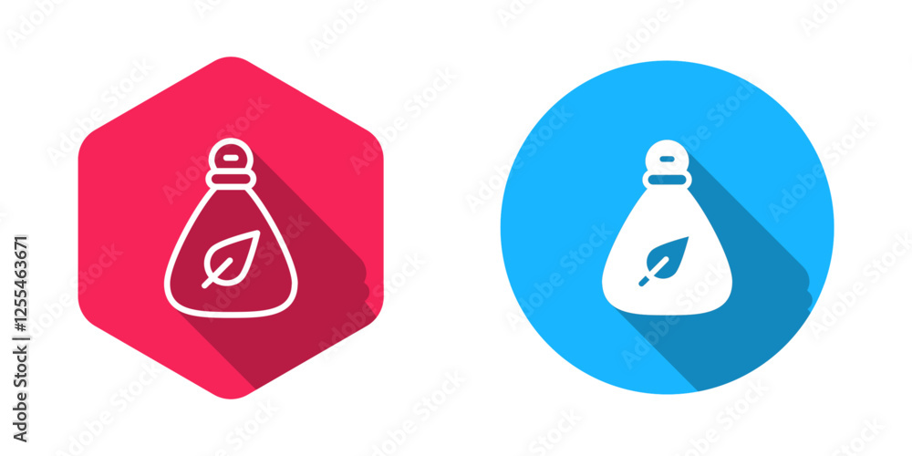 Poster filled and outline garbage bag icon isolated with long shadow background. vector